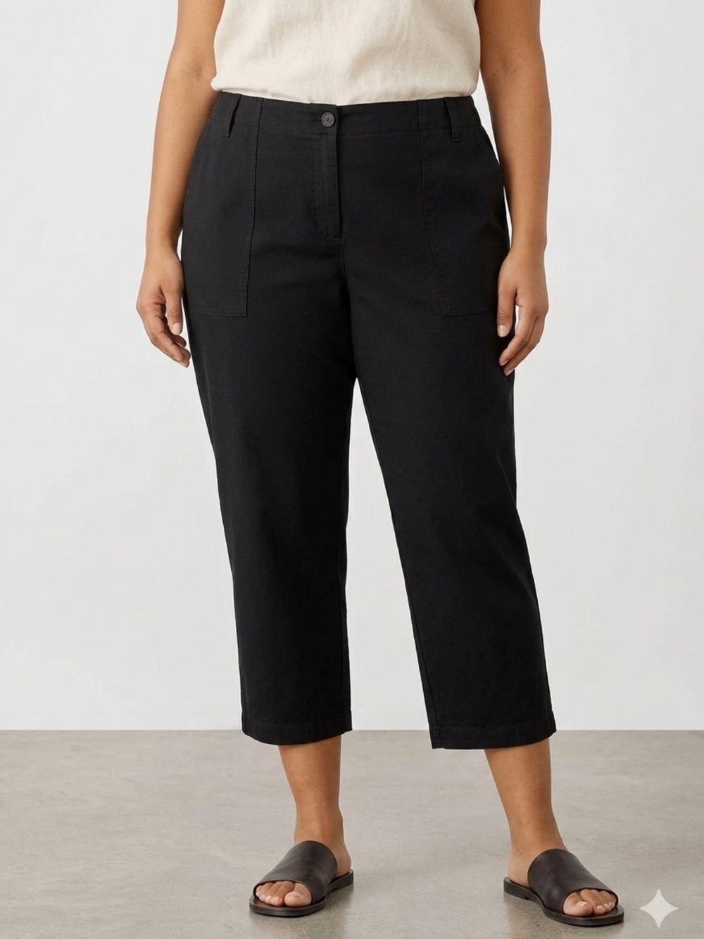 Eileen Fisher Plus Organic Cotton Patch Pocket Utility Pants 3X Hemmed*